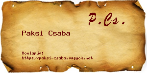 Paksi Csaba névjegykártya